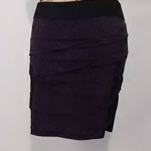 BCBG Ultraviolet and Black Pattern Twisted Skirt